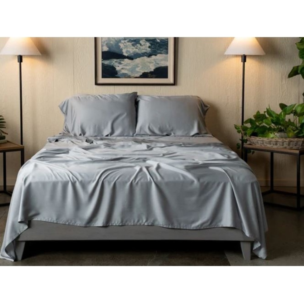 Layered Essentials King 100% Rayon from Bamboo Silver Gray Bedroom Sheet Set